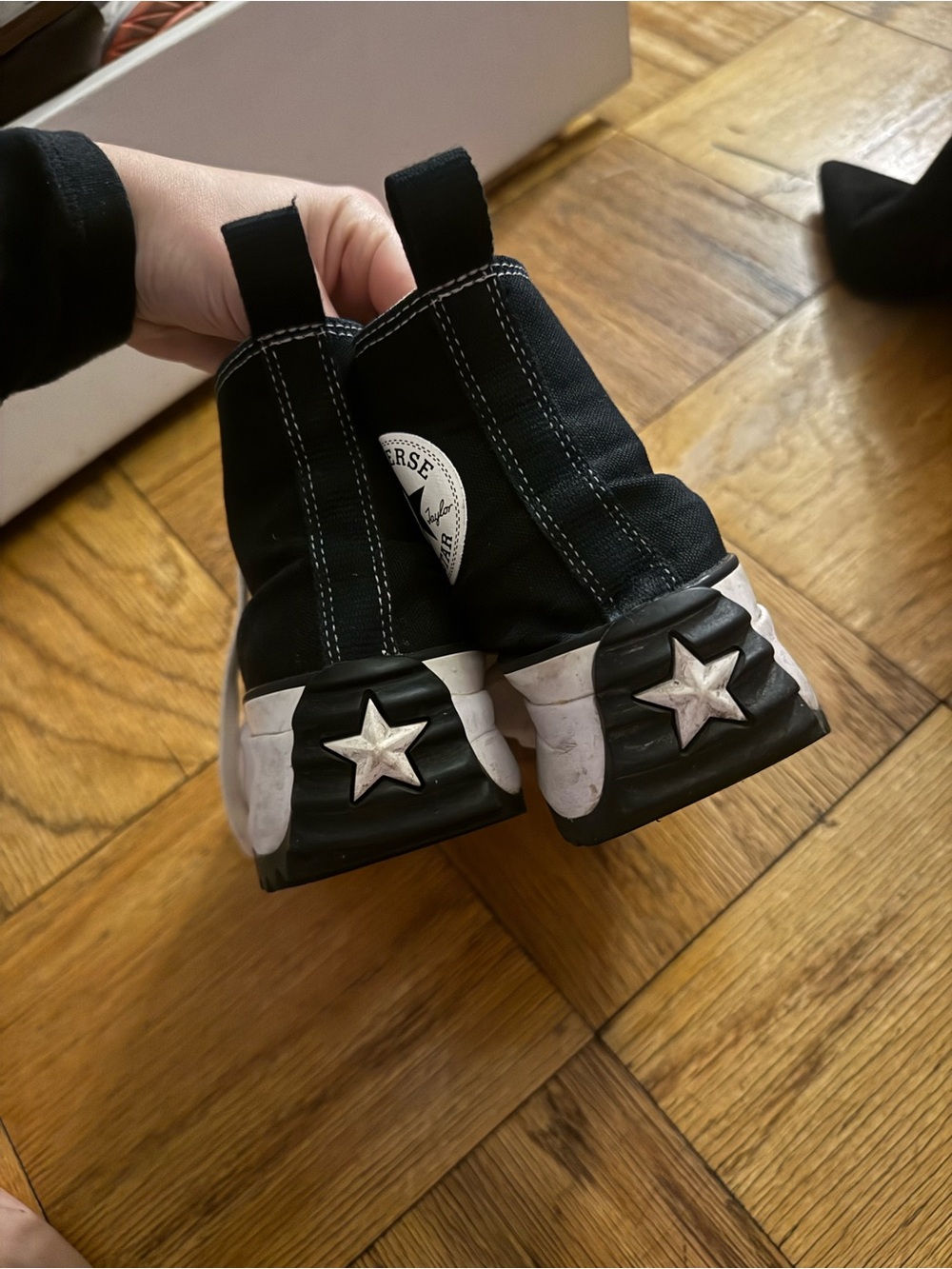 Converse Black High-Top Sneakers with White Star Heel